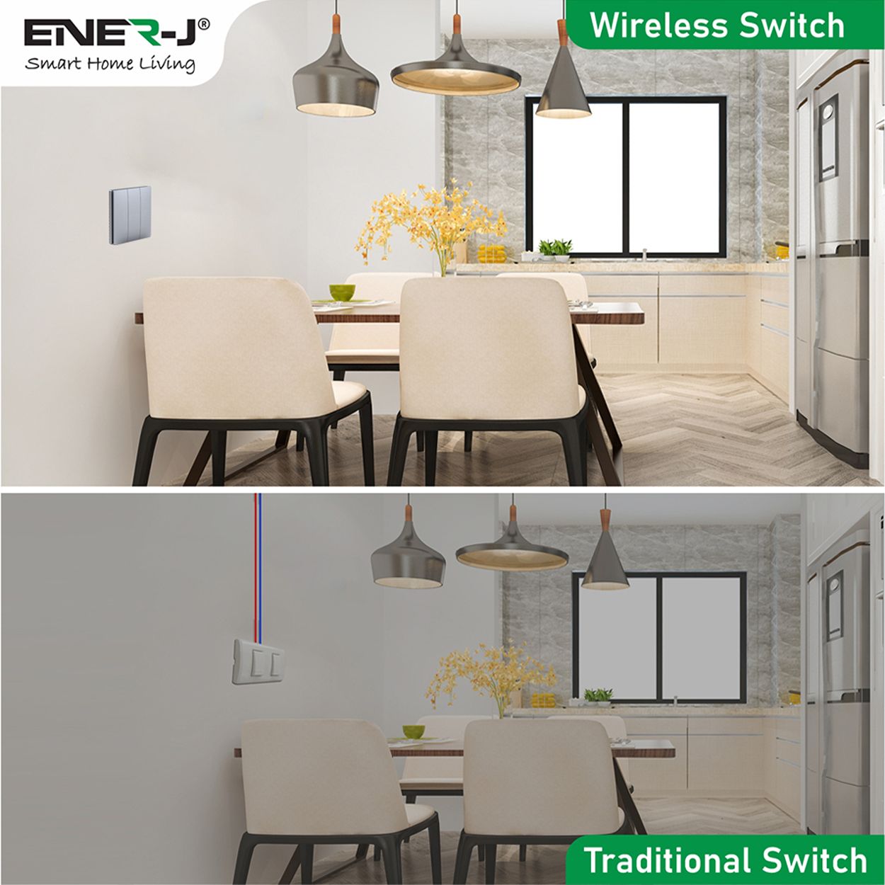 1 Gang Wireless Kinetic Switch Silver Body, IP65 - ECO Series