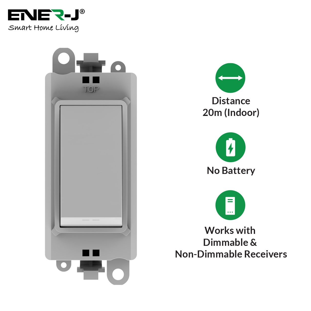 Wireless Grid Switch Compatible with Gridpro plate, Polar White, Eco Series