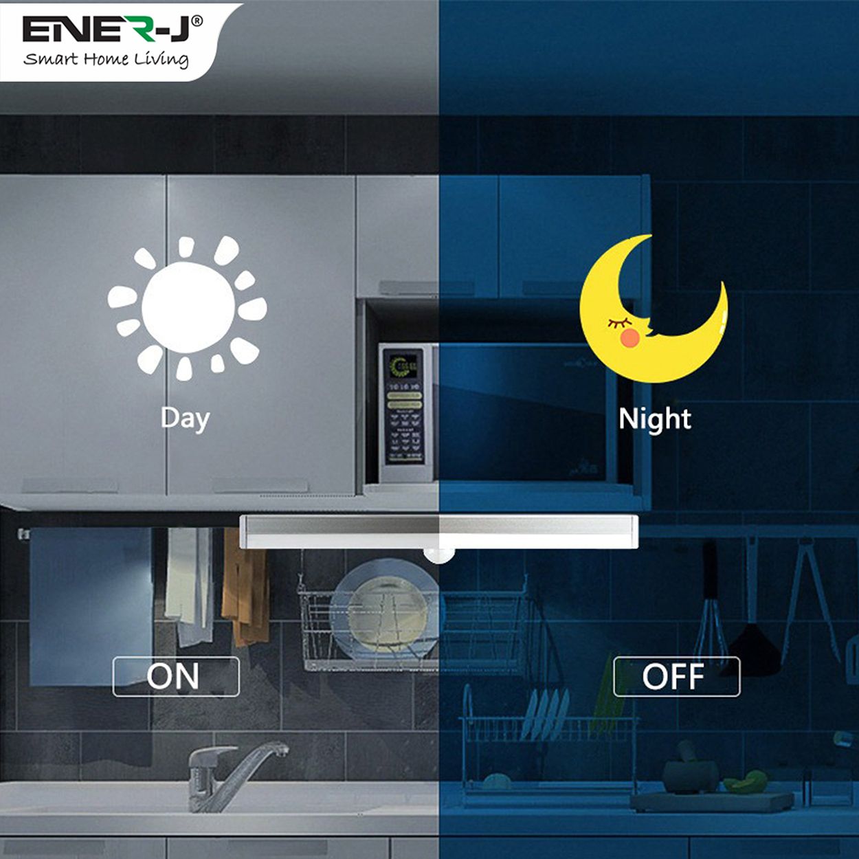 Pack of 2 Rechargeable Motion Sensor Cabinet Lights - 10 LED, 2 Switch Modes, USB Charging