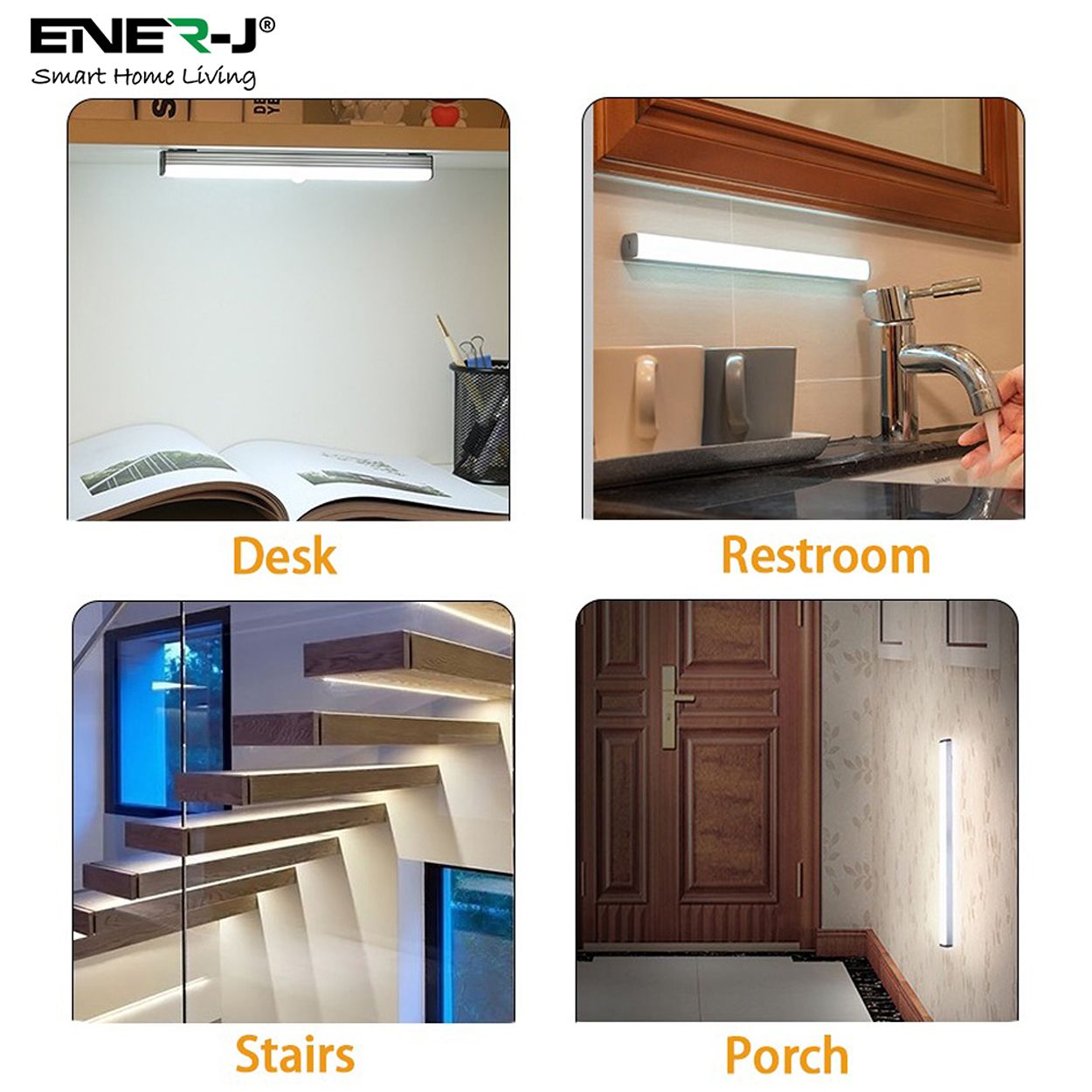 Pack of 2 Rechargeable Motion Sensor Cabinet Lights - 10 LED, 2 Switch Modes, USB Charging