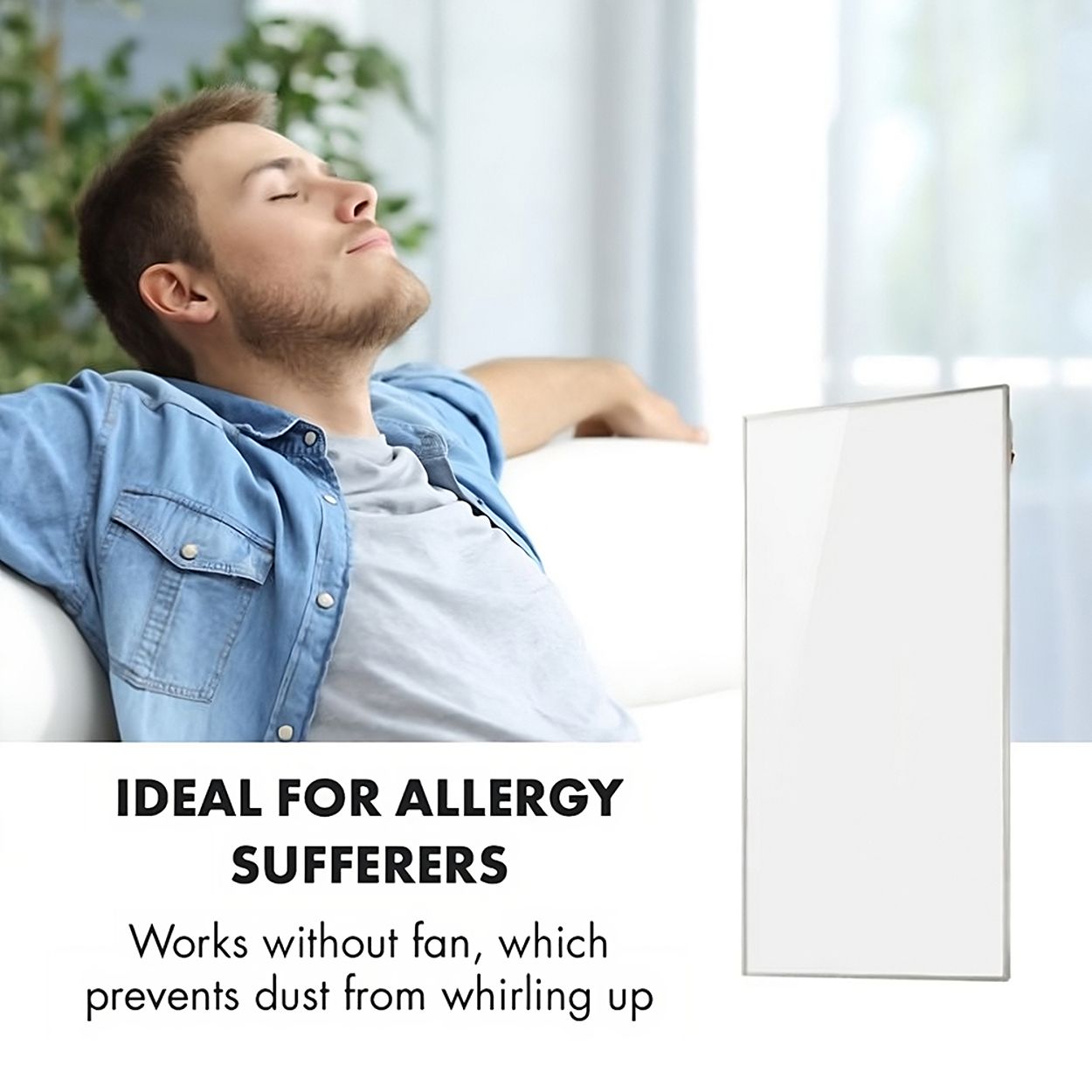Premium Infrared Heating Panel 1195x595mm, 720W White Body, Plug & Play