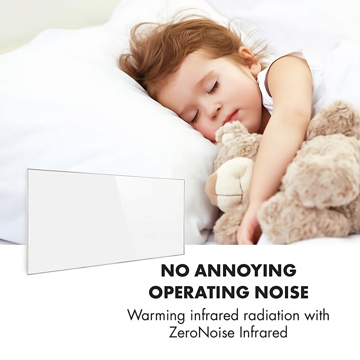 Premium Infrared Heating Panel 1195x595mm, 720W White Body, Plug & Play