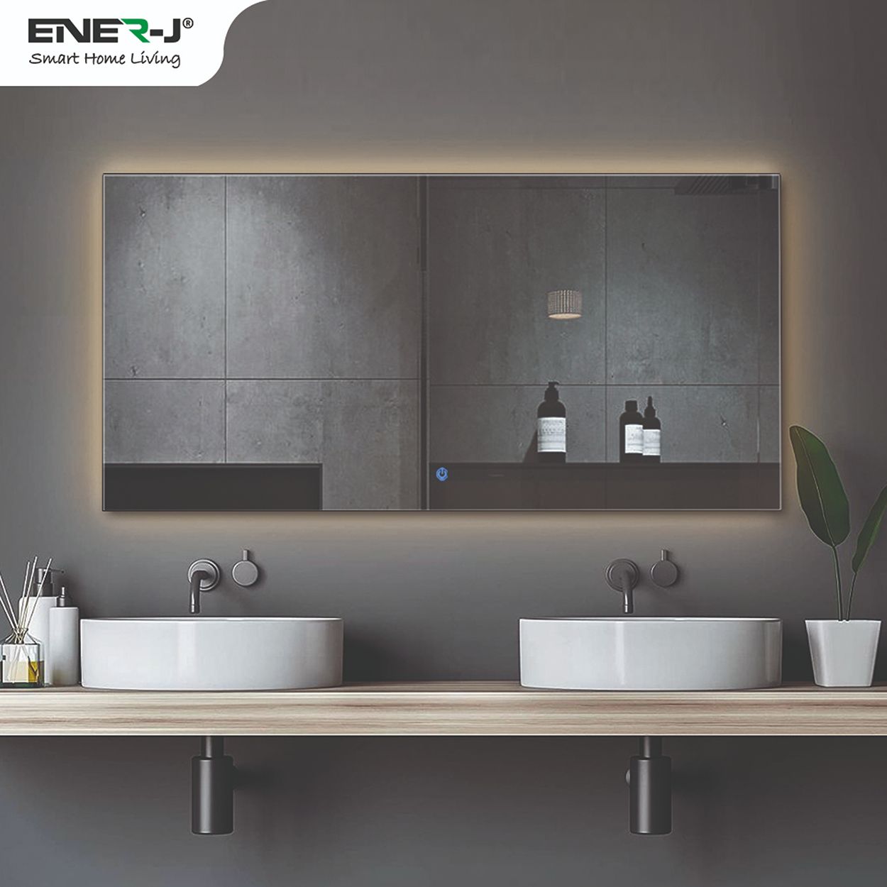 Modern Wall Mirror Infrared Heater with CCT & Dimming LED Light - 450W, IP54, UK Plug & Play