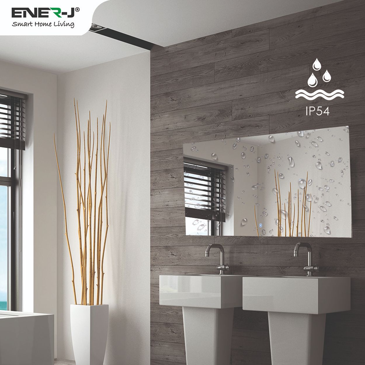 Modern Wall Mirror Infrared Heater with CCT & Dimming LED Light - 450W, IP54, UK Plug & Play