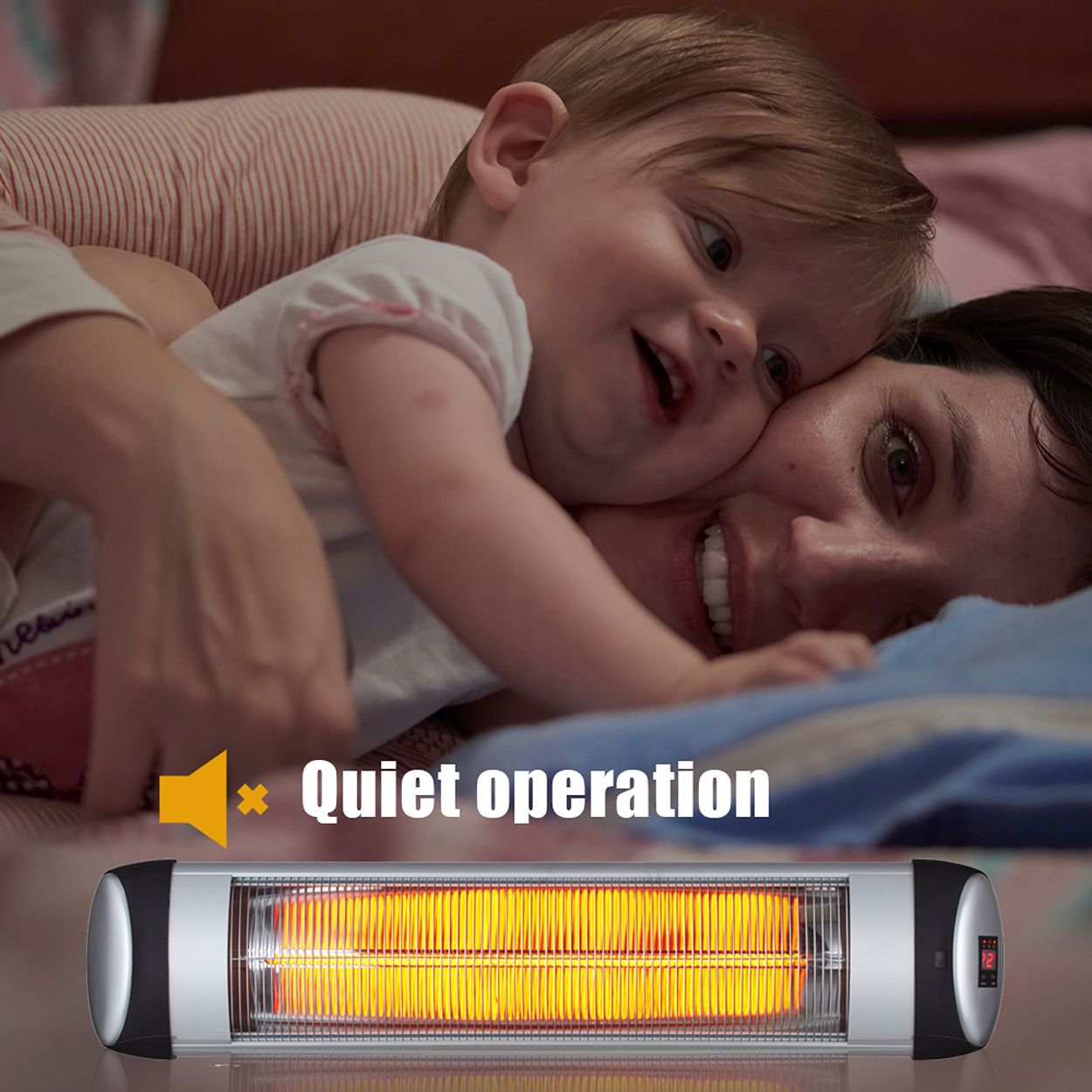 Wall Mounted Patio Heater with Quartz Tube - 2000W, 3 Heat Settings, Remote Control