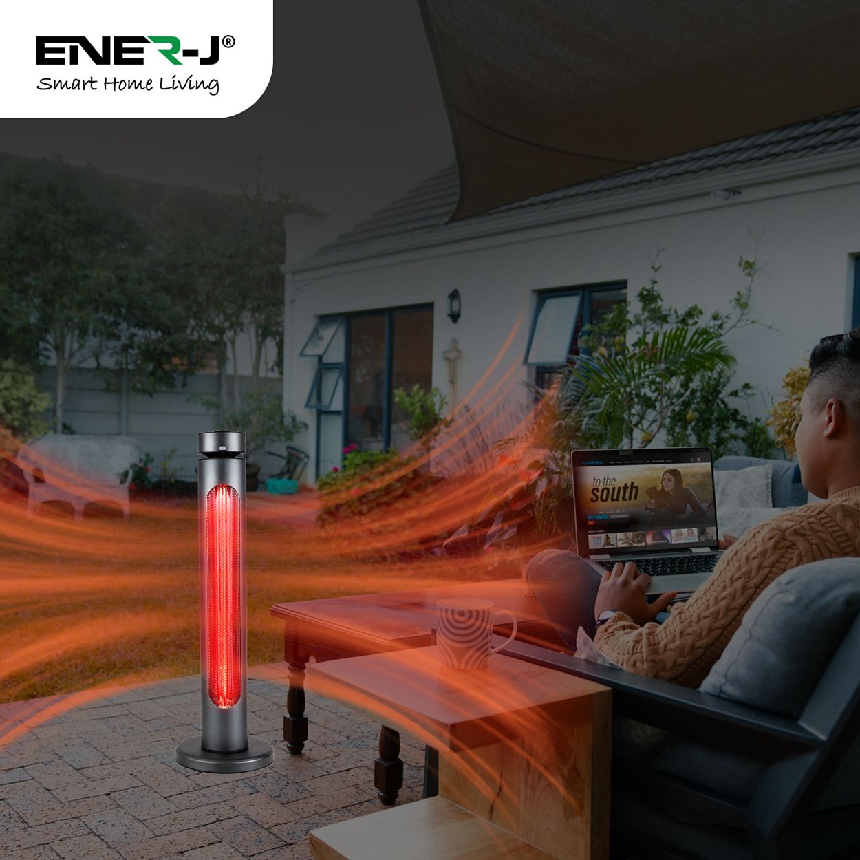 1500W Outdoor/Indoor Infrared Heater with Remote, 8 Heating Levels & Timer, IP65 Rated