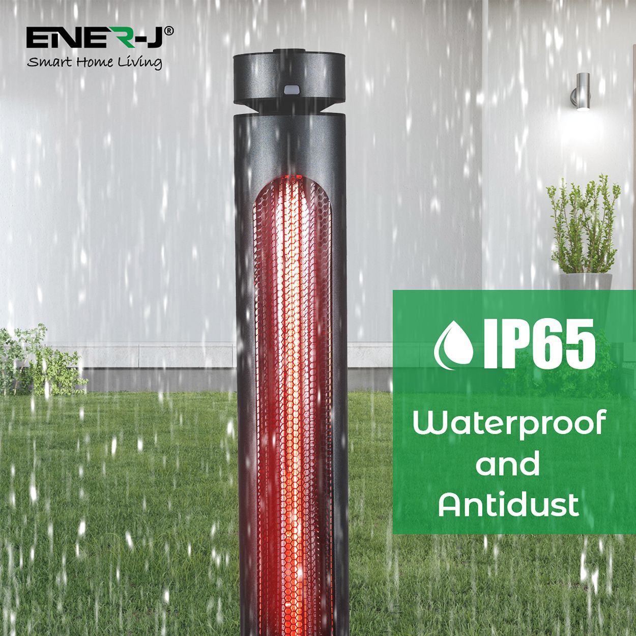 1500W Outdoor/Indoor Infrared Heater with Remote, 8 Heating Levels & Timer, IP65 Rated