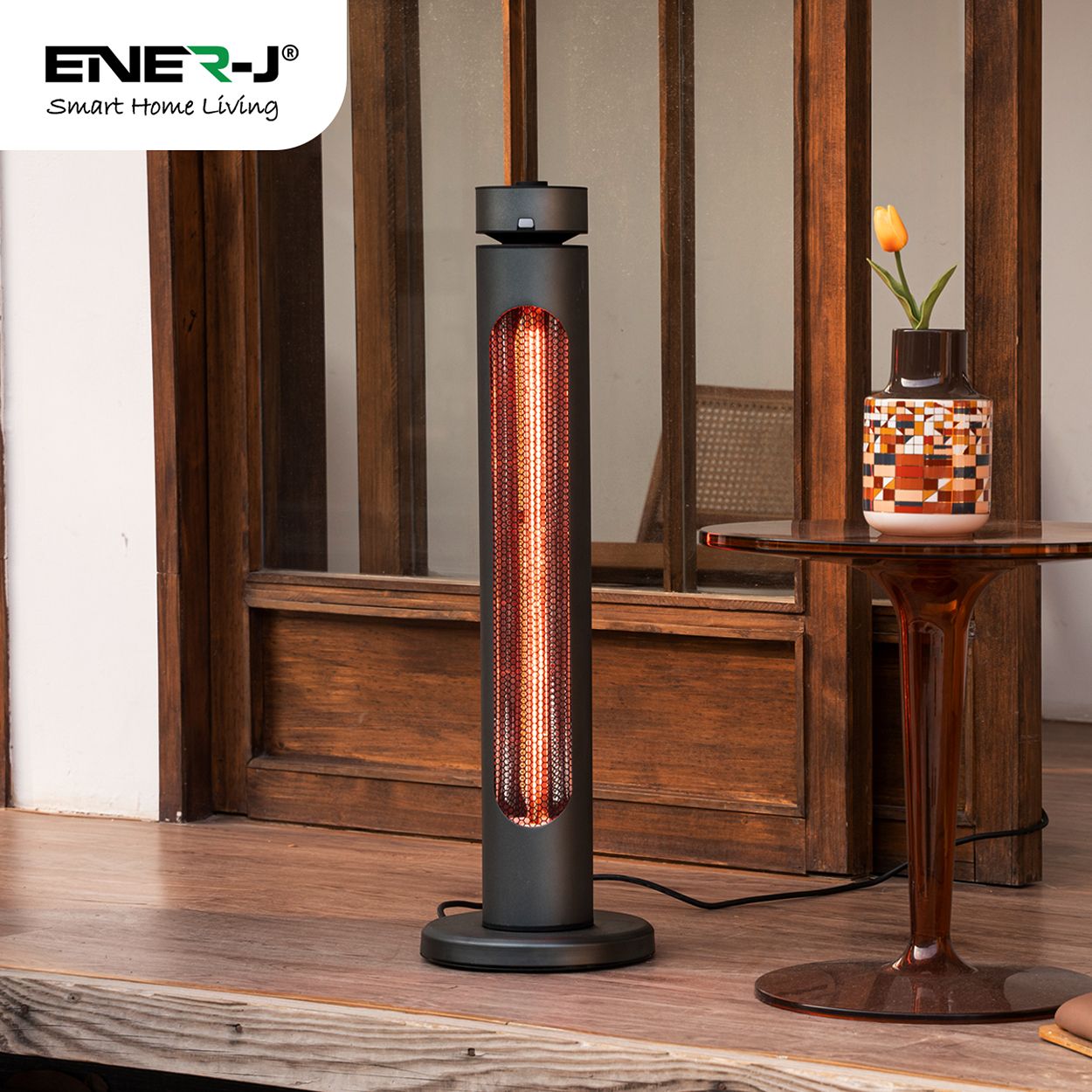 1500W Outdoor/Indoor Infrared Heater with Remote, 8 Heating Levels & Timer, IP65 Rated