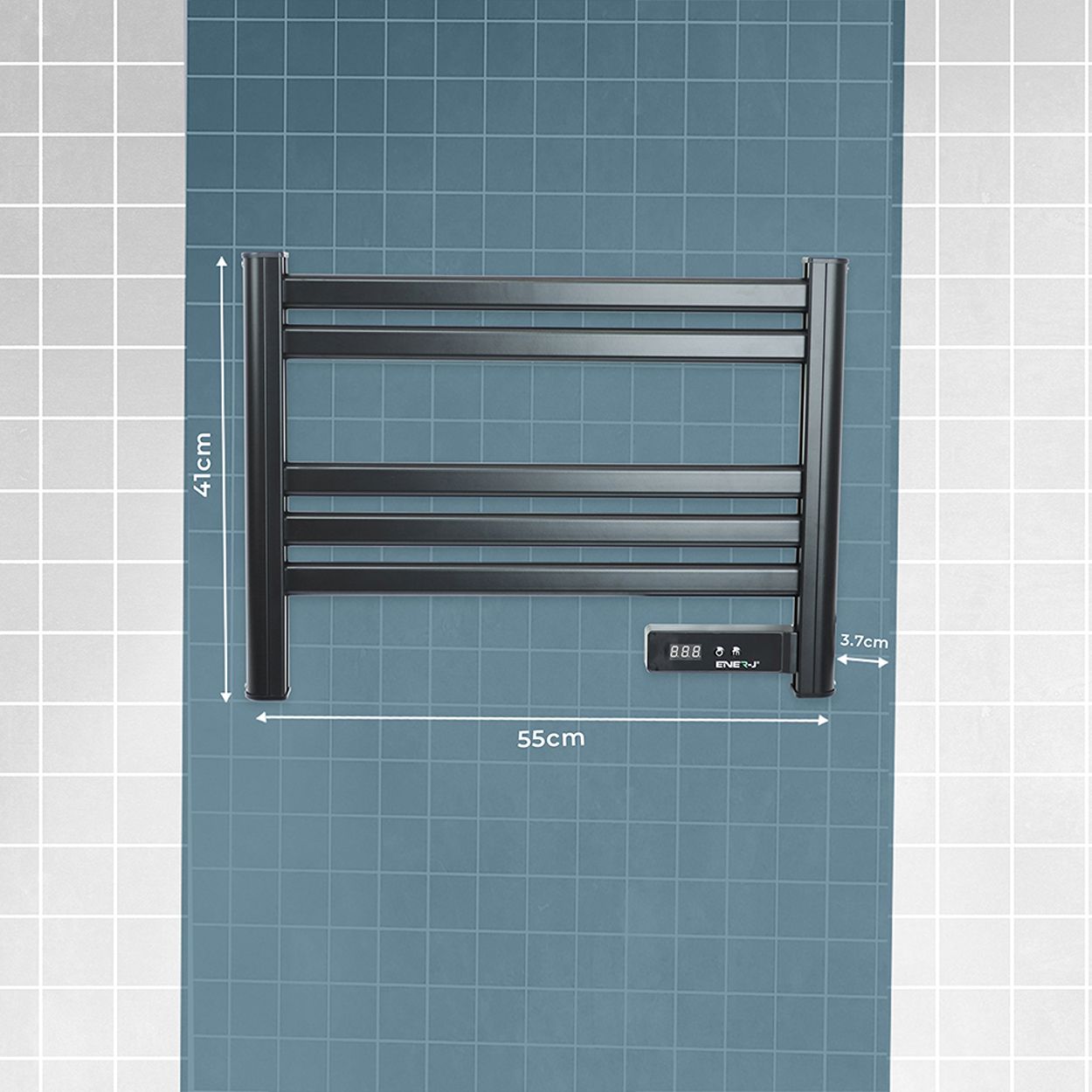 Infrared Heating Towel Rail LED Screen with BS plug 1.2 m for Bathroom IP24 White
