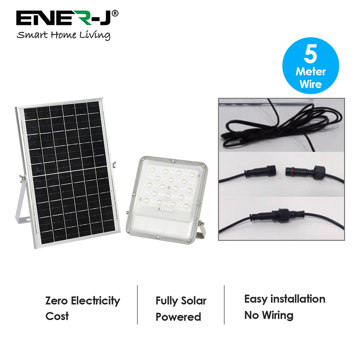 50W LED Floodlights with Solar Panels - Solar Powered, Remote Control, IP65 Waterproof
