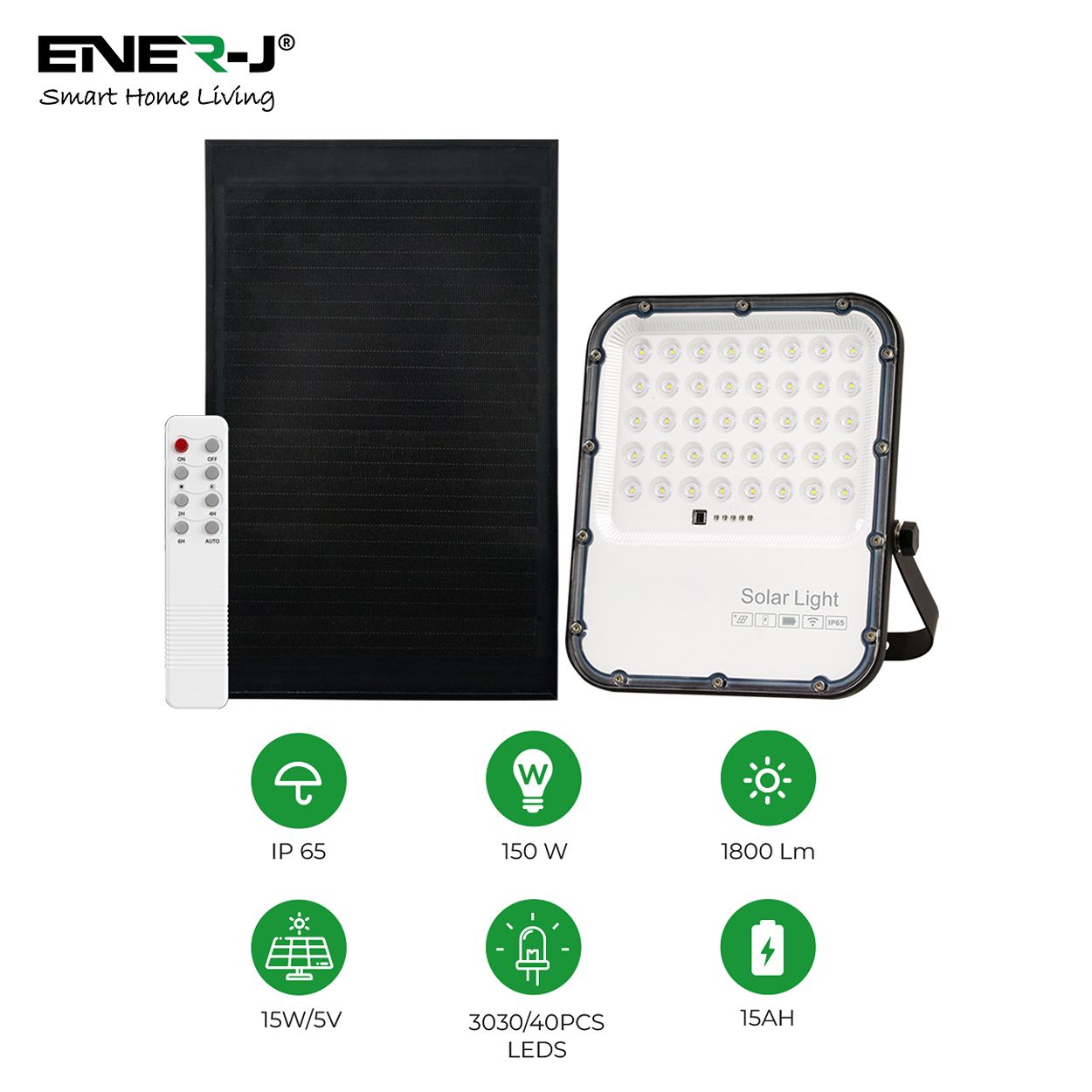 150W LED Floodlights with Solar Panels - Solar Powered, Remote Control, IP65 Waterproof