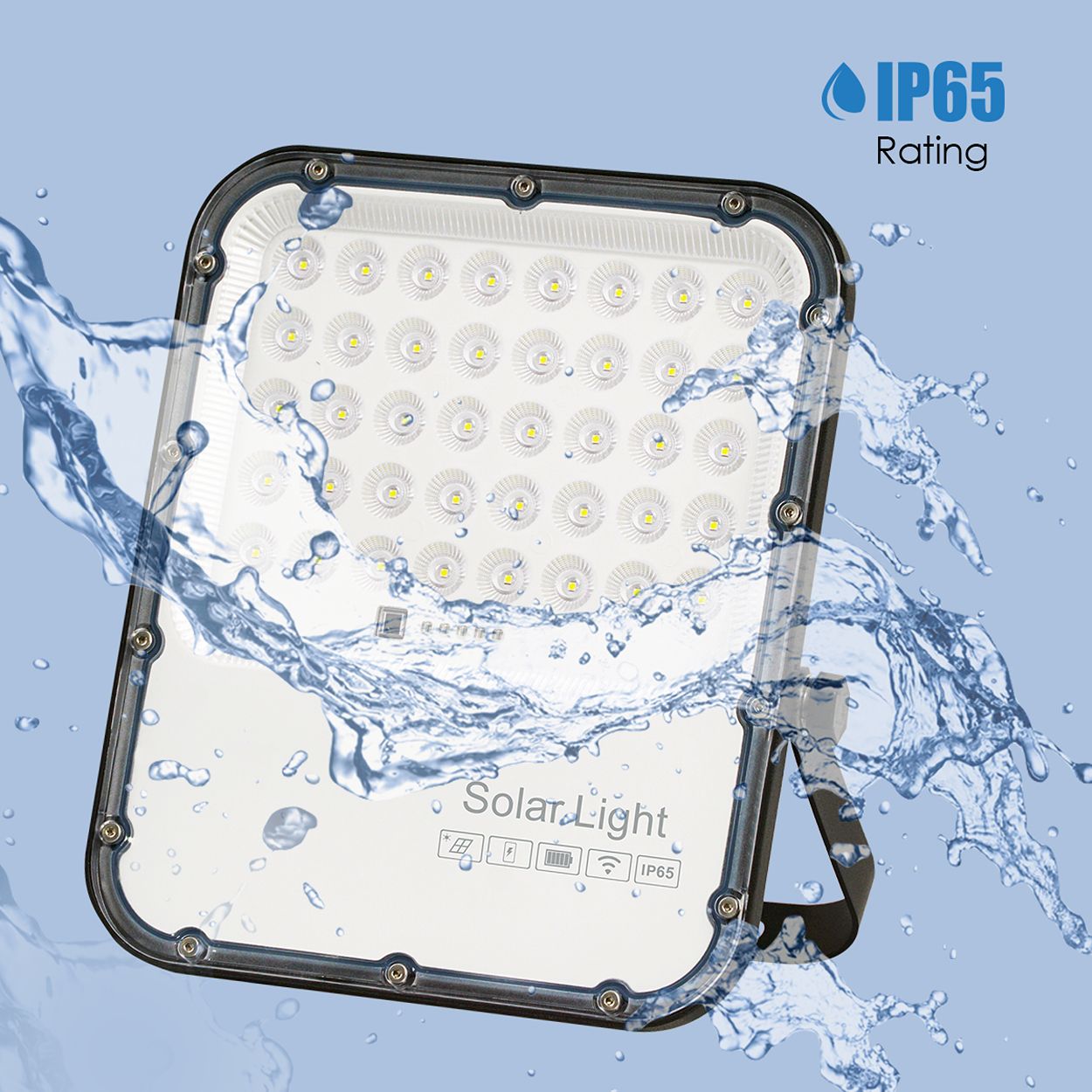 150W LED Floodlights with Solar Panels - Solar Powered, Remote Control, IP65 Waterproof