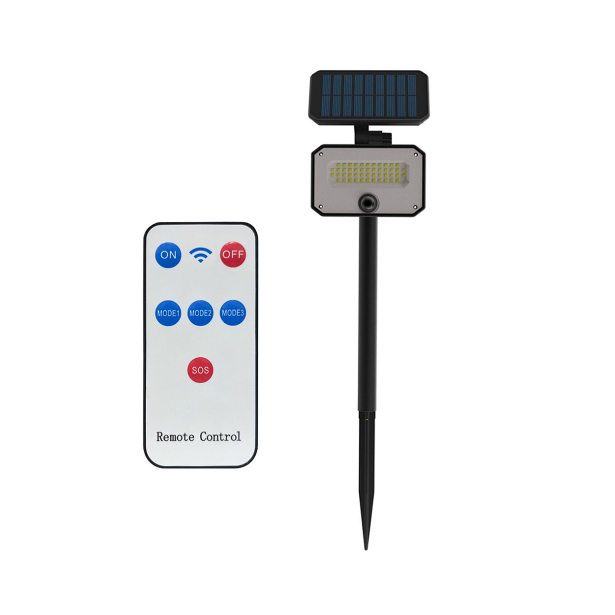 8W PIR Solar Powered LED Floodlight with Remote, IP54, 6500K