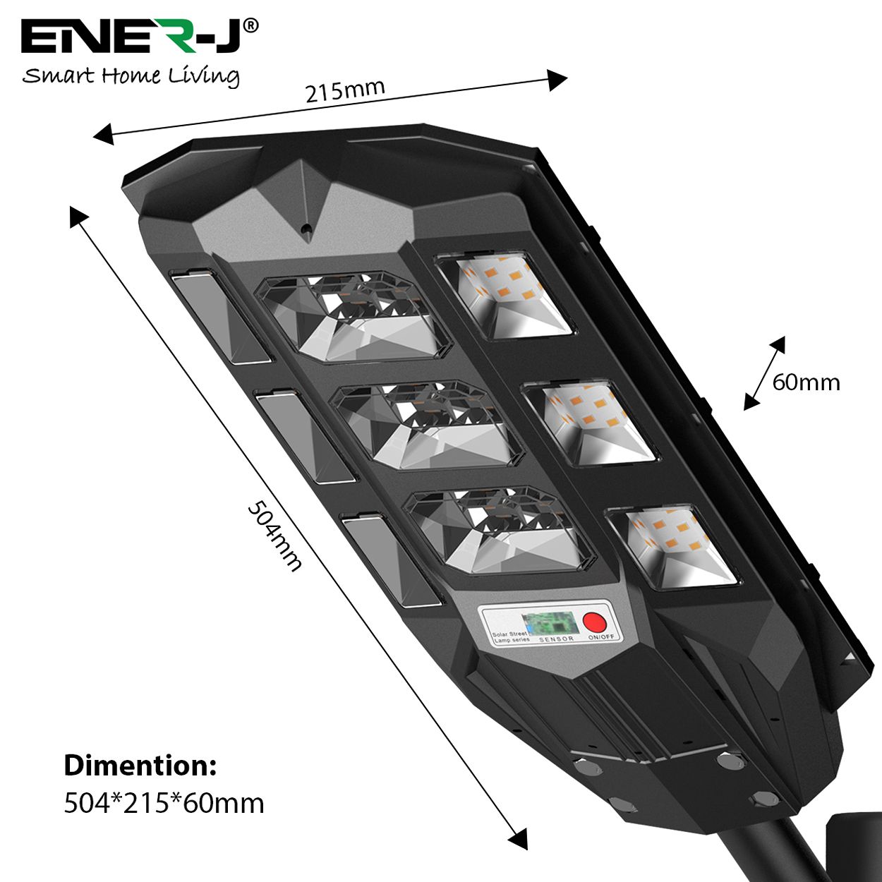100W LED Solar Street Light with Sensors and Remote, IP66 Waterproof, High-Efficiency Solar Panels