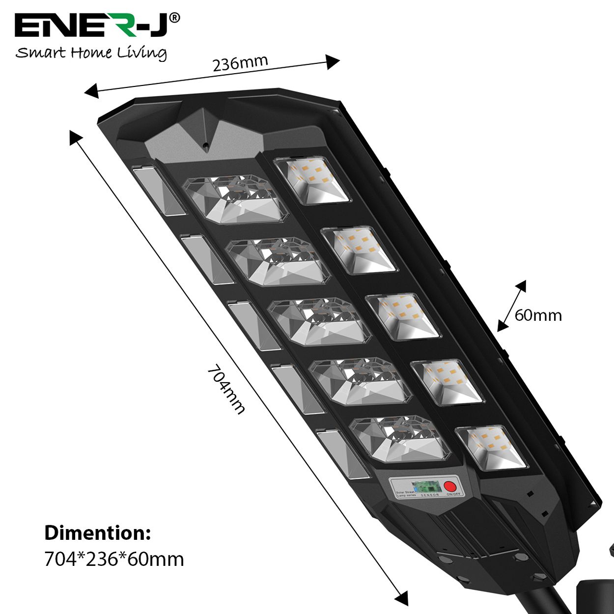 200W LED Solar Street Light with Sensors and Remote, IP66 Waterproof, High-Efficiency Solar Panels