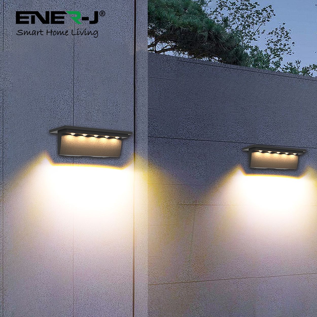 Pack of 2 Solar Step Wall Lights, Colour Switchable 6000K & 3000K