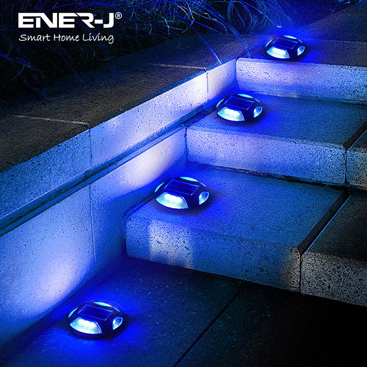Pack of 2 Solar Powered Decking Pathway Garden Lights, Colour Switchable 6000K & Blue, IP65