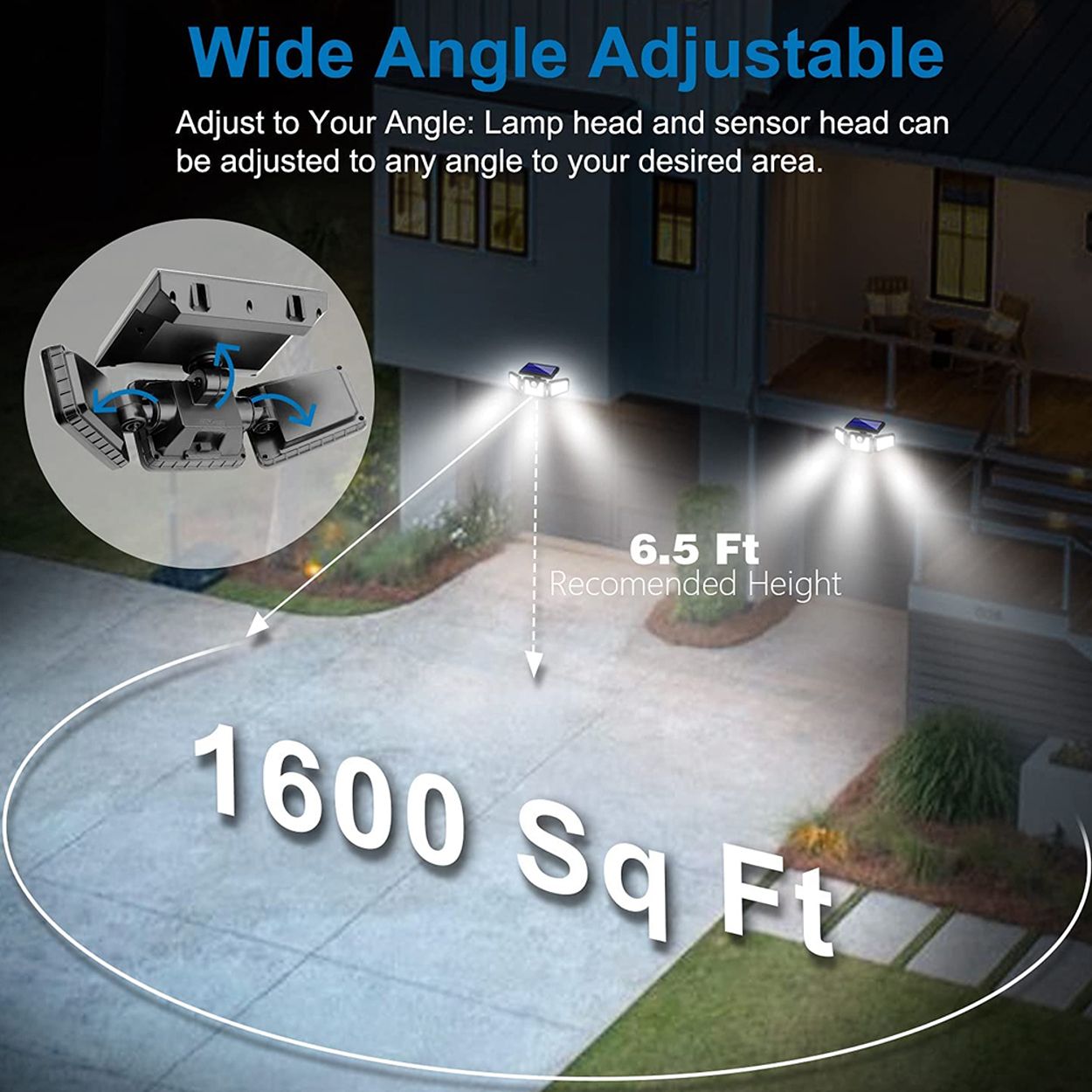 Solar Powered 3 Heads LED Wall Light with Motion Sensor & Remote