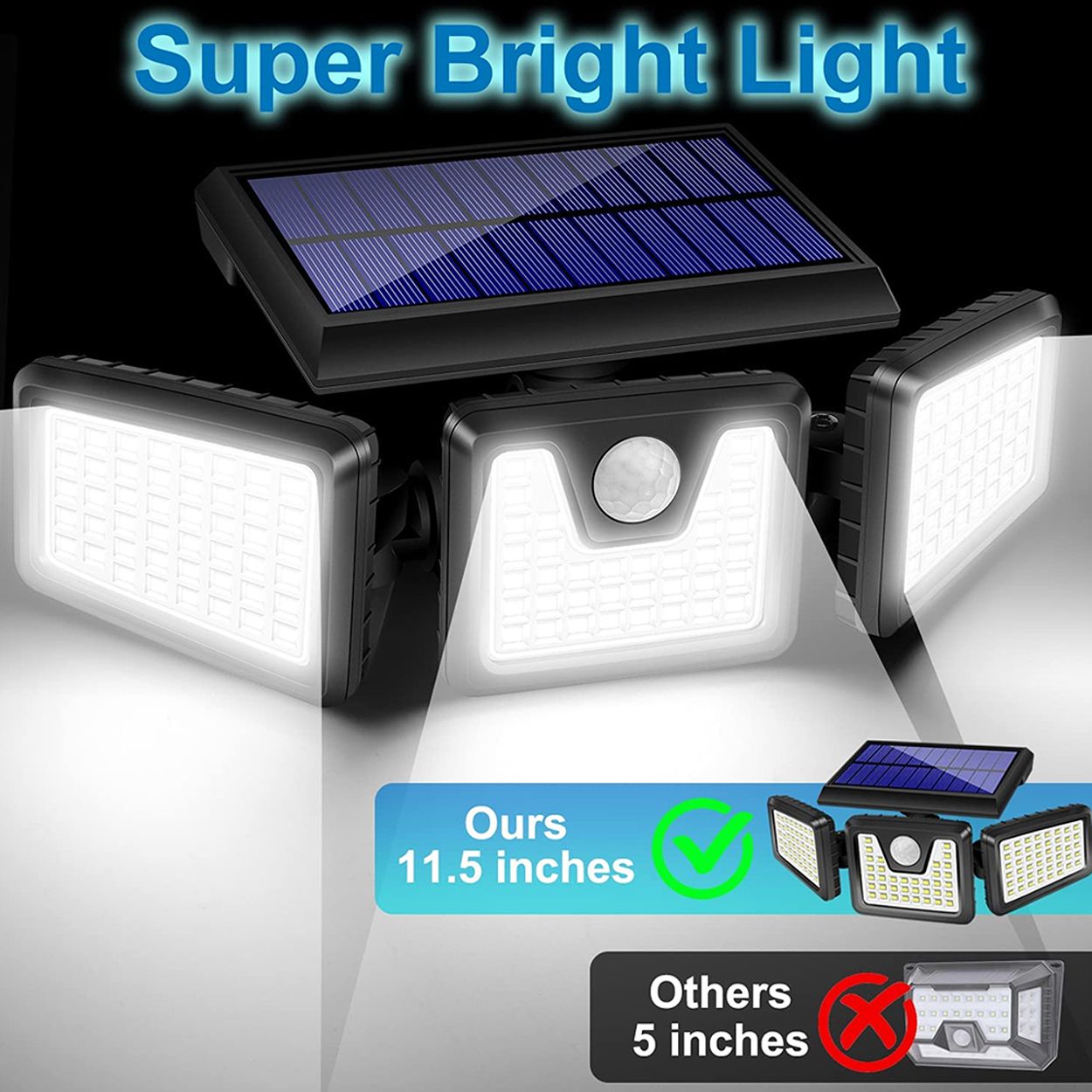 Solar Powered 3 Heads LED Wall Light with Motion Sensor & Remote