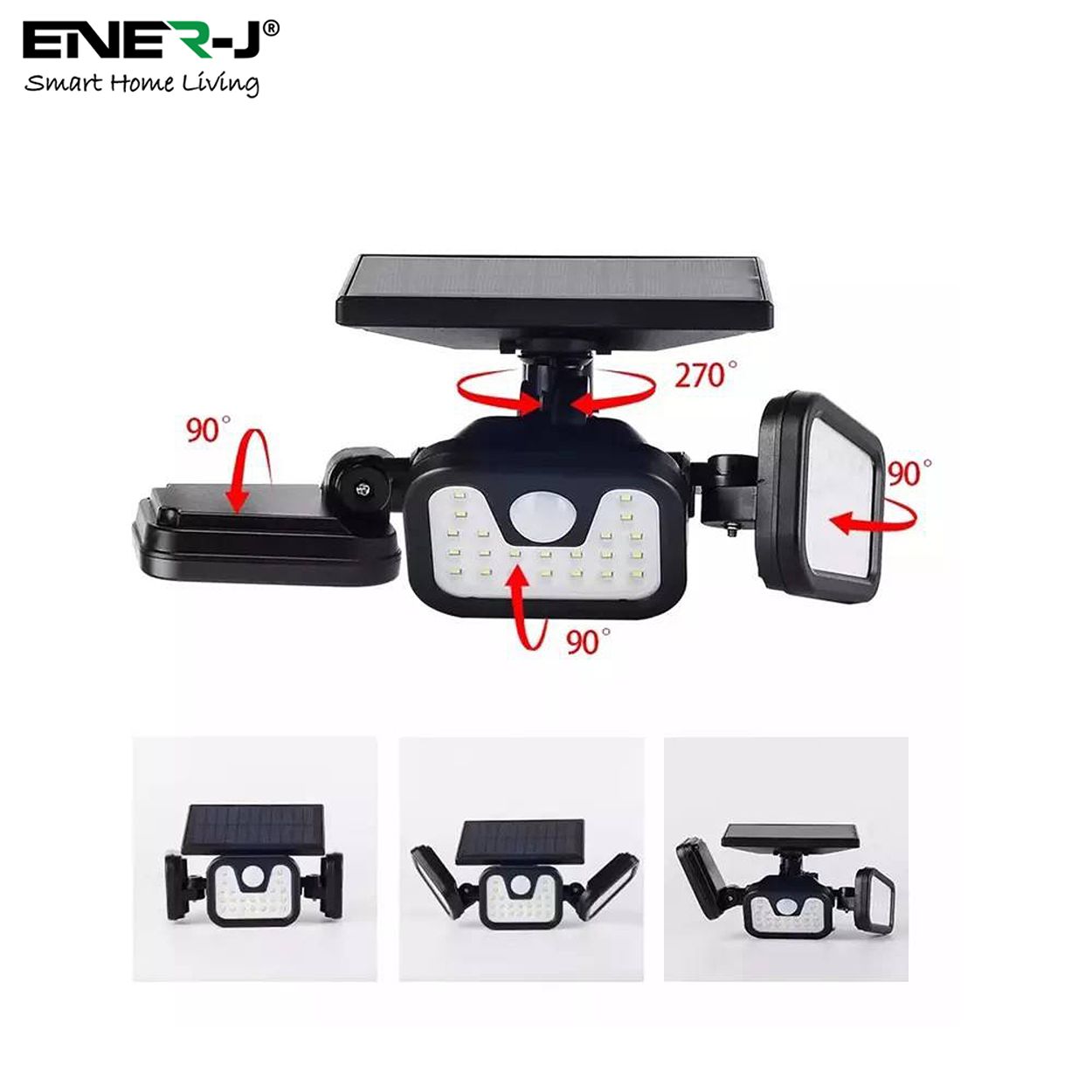 Solar Powered 3 Heads LED Wall Light with Motion Sensor & Remote