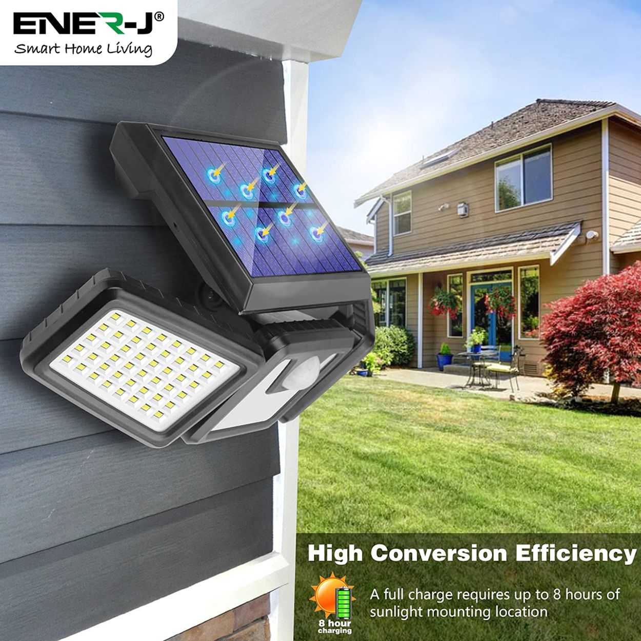 Solar Powered 3 Heads LED Wall Light with Motion Sensor & Remote