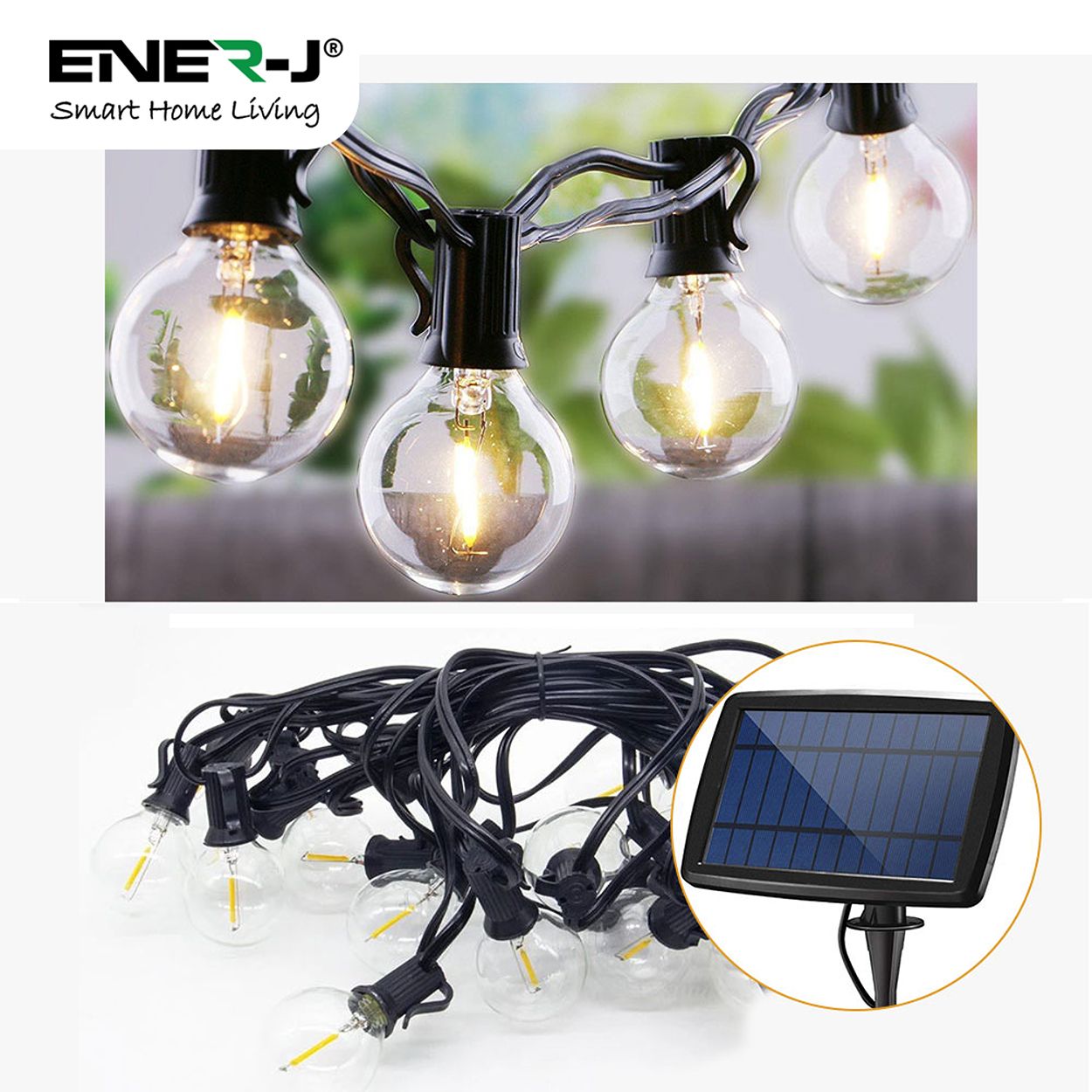 Solar String Kit - 7.6m with 25 LED Filament Bulbs and 4400mAh Battery