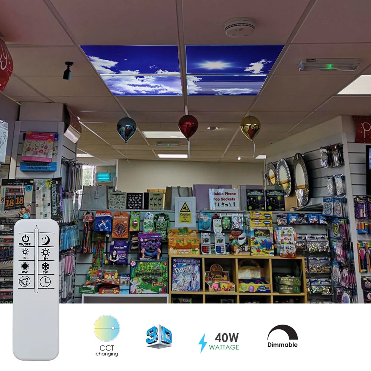 SKY Cloud LED Panels 60x60 40W 3D Effect, Colour Changing And Dimmable, Set Of 4 With Remote