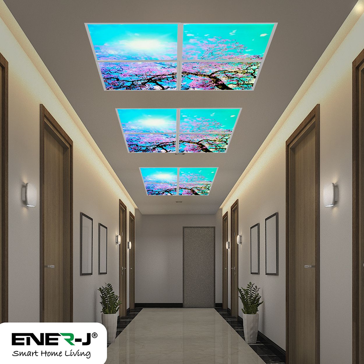 SKY Panel 60x60cms With Cherry Blossom Trees 2D Effect, 4 Pcs Set