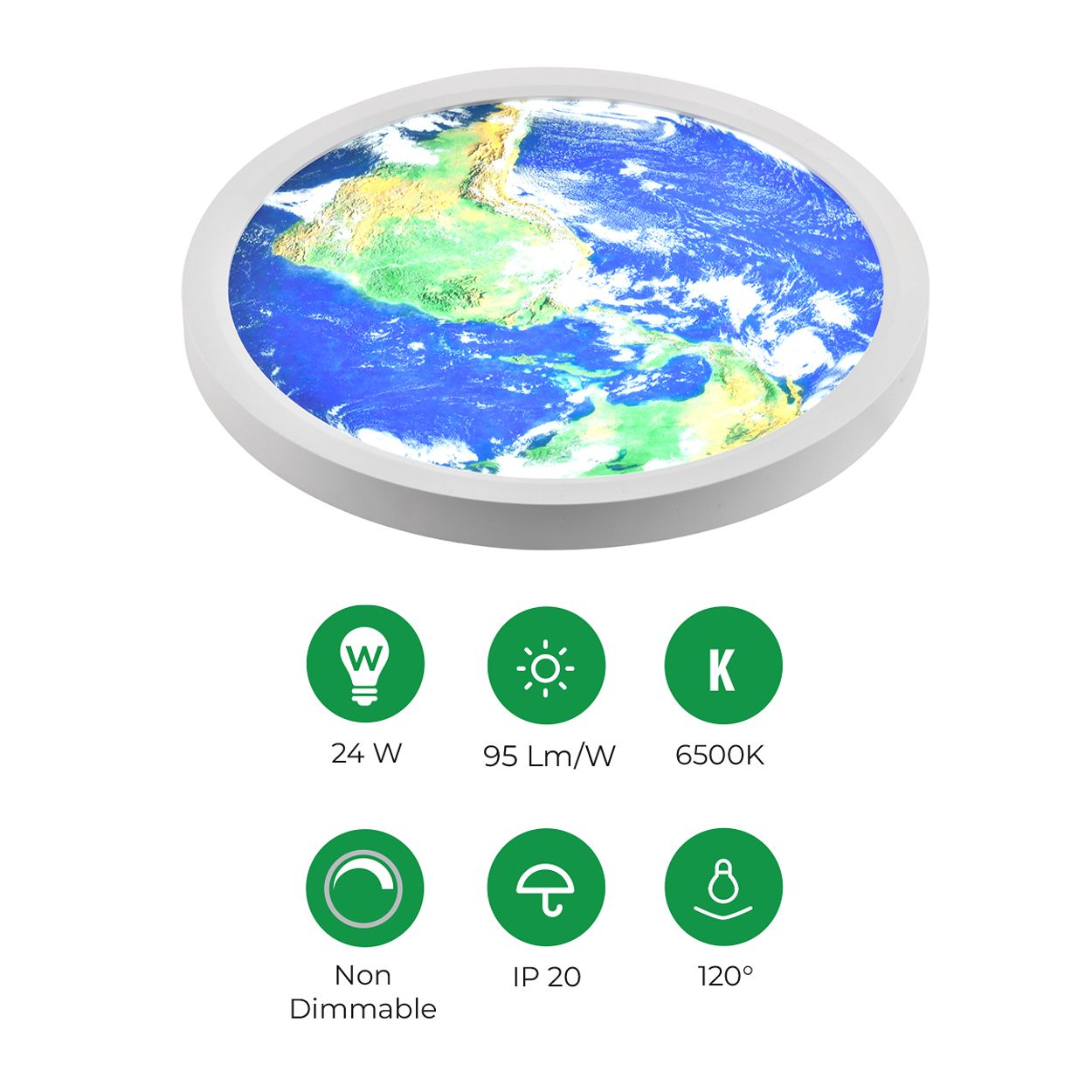 Surface mounted EARTH Design Ceiling Light, 24W, Dia 300mm, 6500K, IP20
