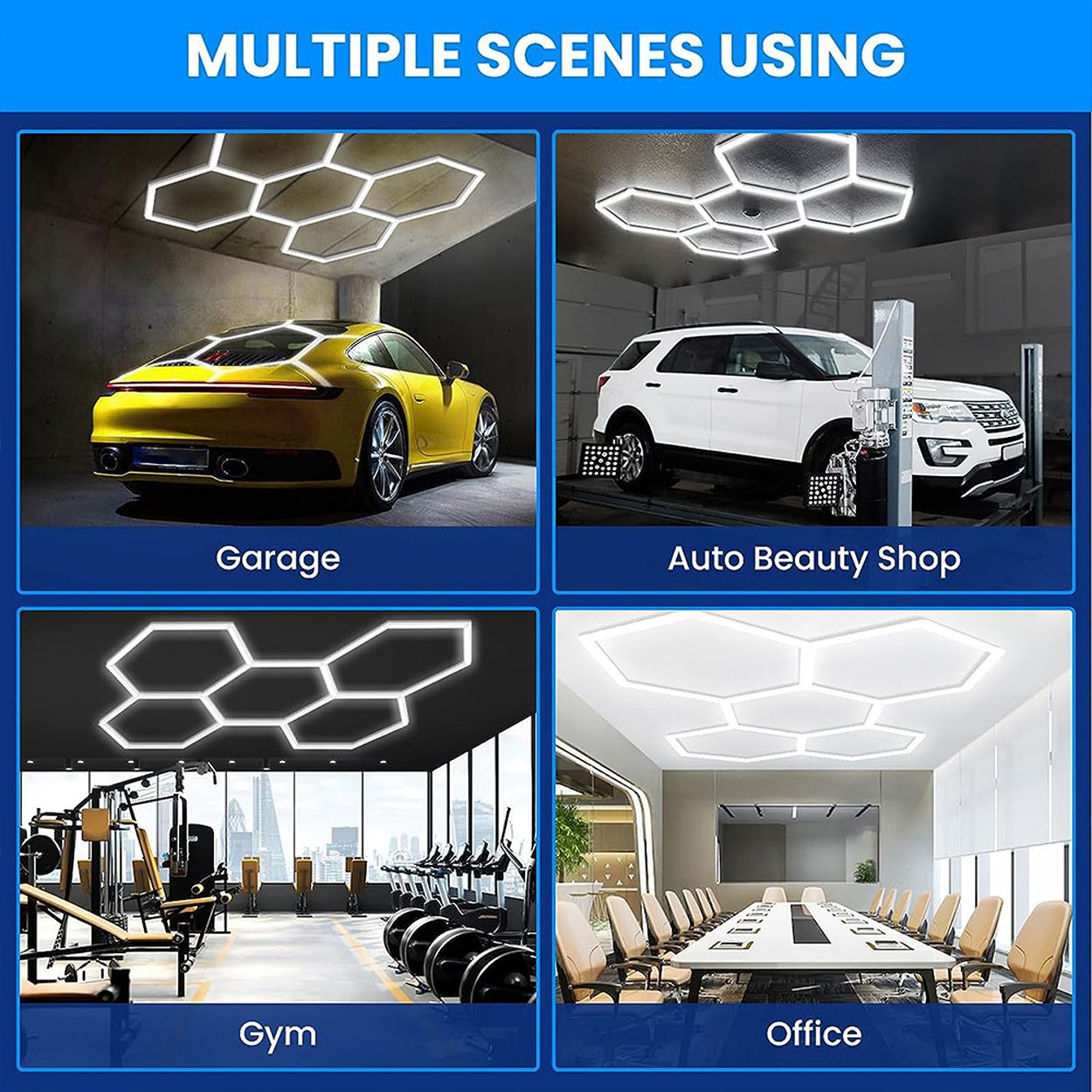 5 x Hexagon LED Garage Light, 24 Pack 160W, 6500K