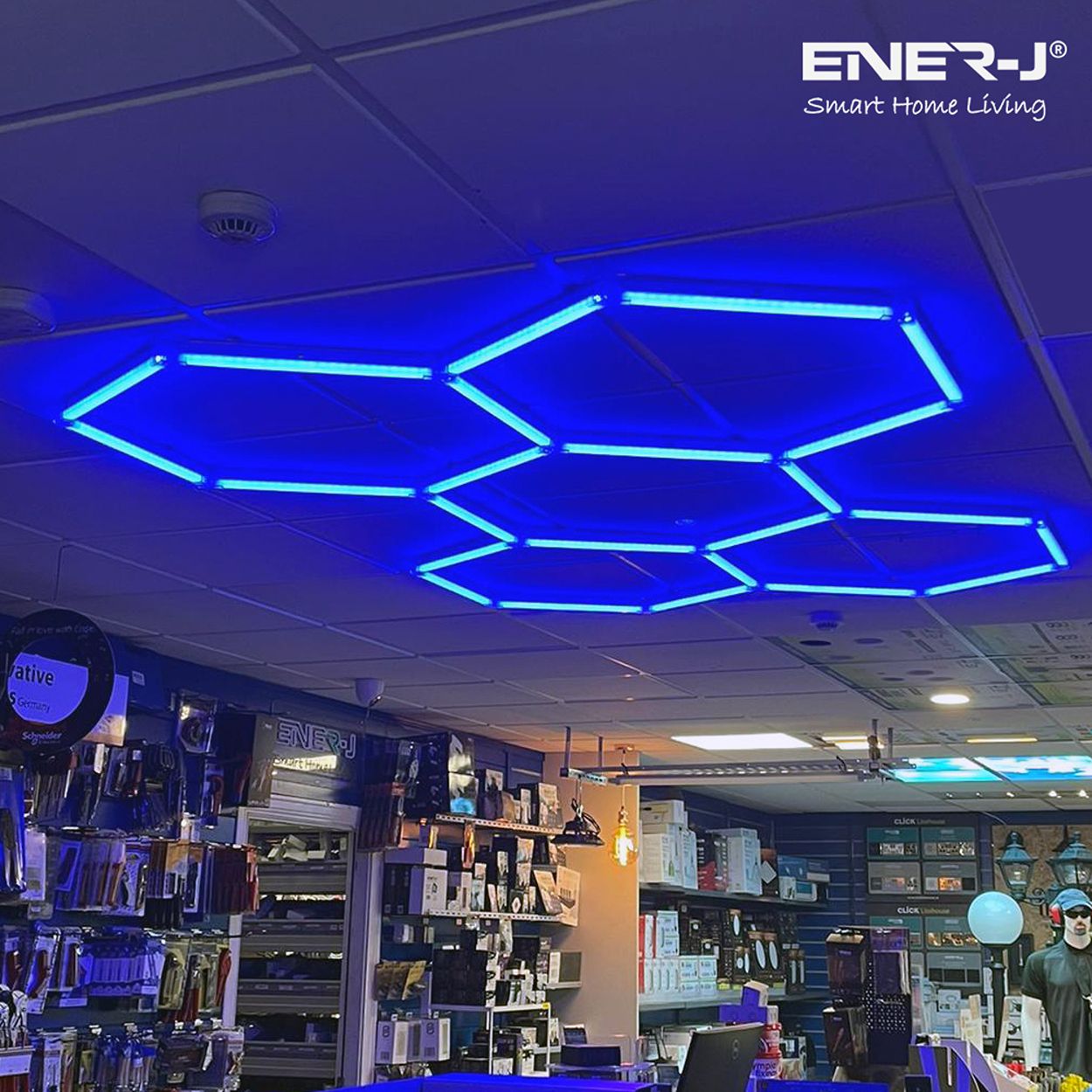 150W Hexagon Shape Showroom LED Lights with 5 Hexagons, RGB Colour, Remote Control