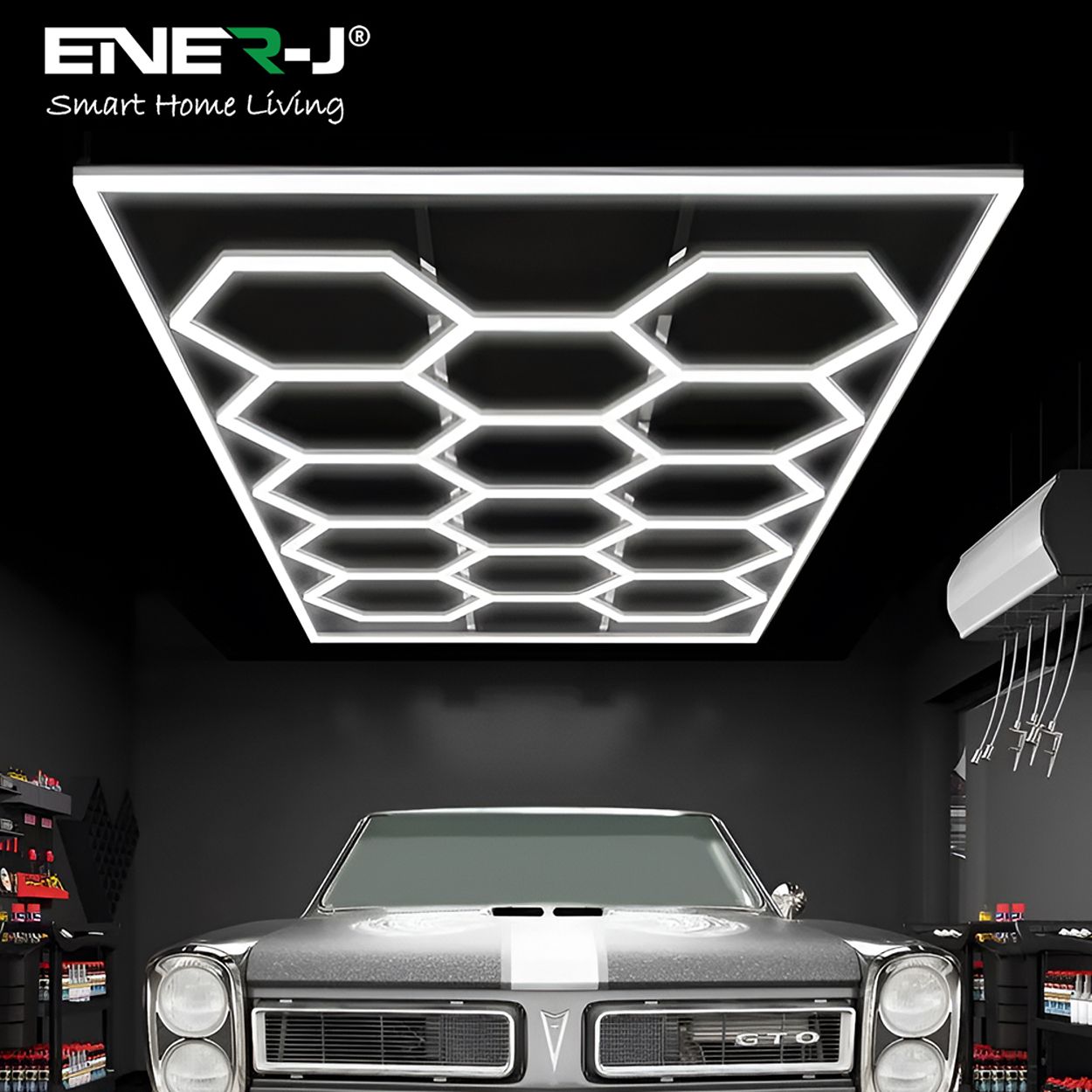 600W LED Hexagon Showroom Light 14 Hexagons with Border Lighting Kit, 69 Tubes, CCT Switchable