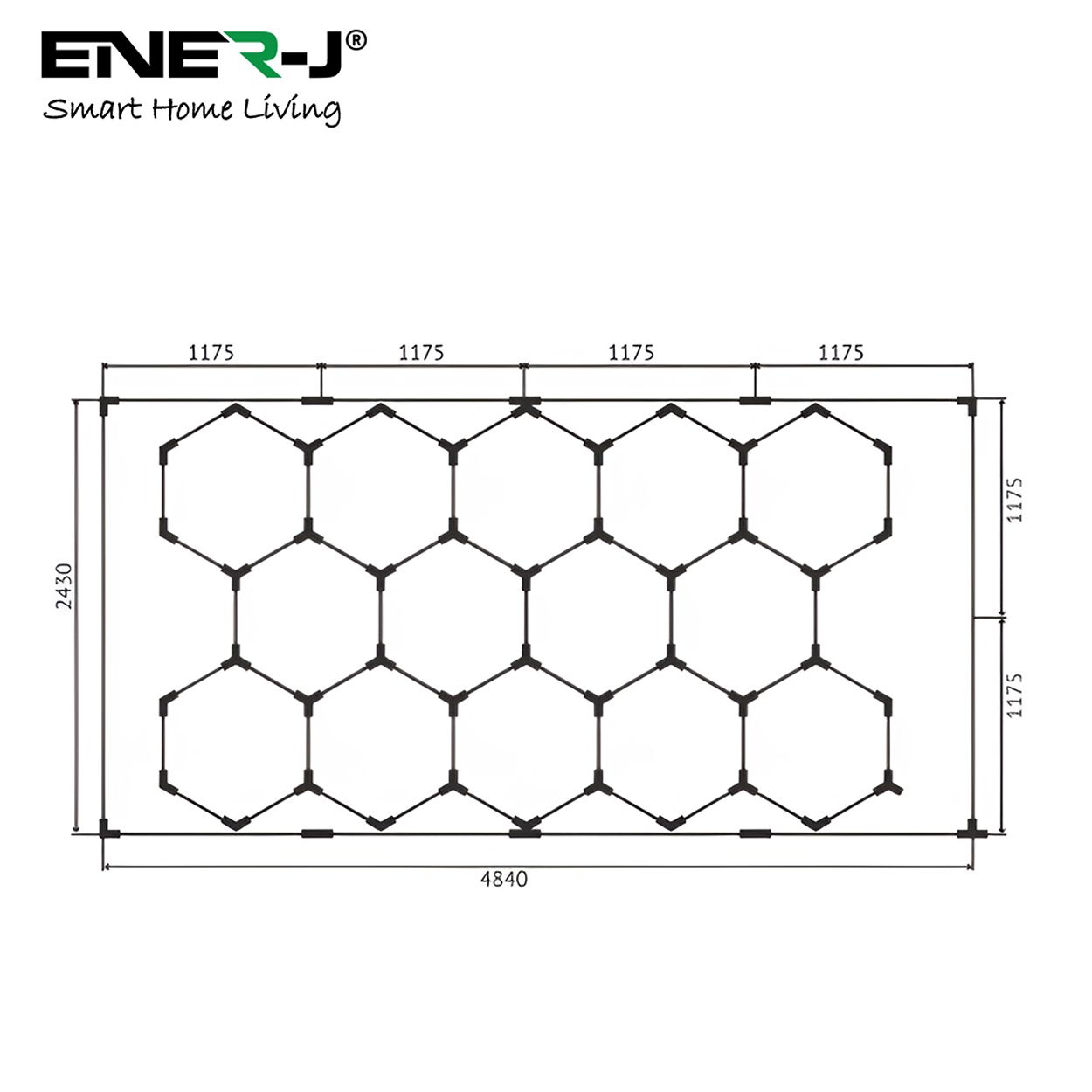 600W LED Hexagon Showroom Light 14 Hexagons with Border Lighting Kit, 69 Tubes, CCT Switchable