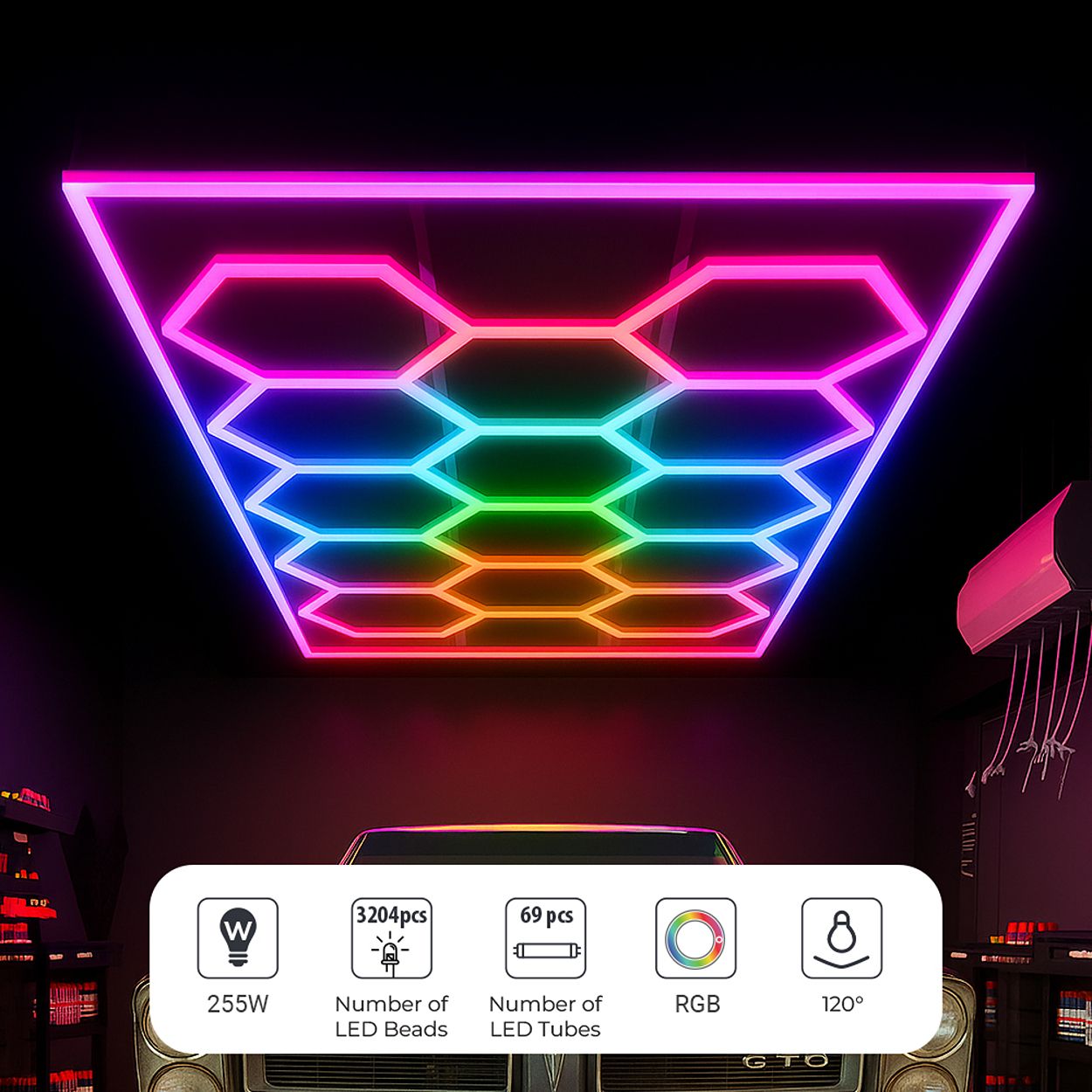 255W 14xHexagon RGBIC Dream Color Showroom Light with Remote