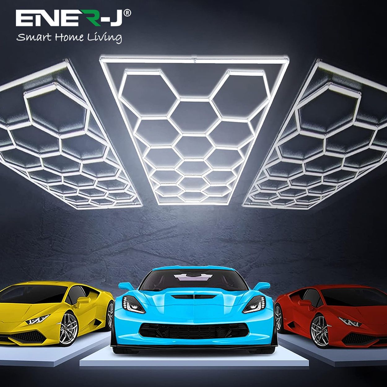600W LED Hexagon Showroom Light - Hexa-Tube LED Panel Lighting Kit, 69 Tubes, 4000K