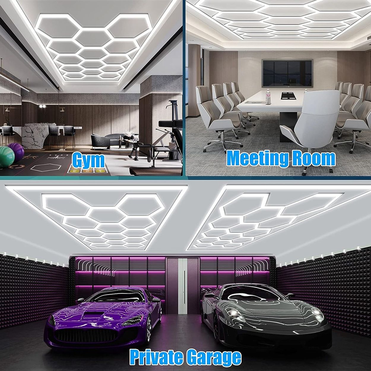 600W LED Hexagon Showroom Light - Hexa-Tube LED Panel Lighting Kit, 69 Tubes, 4000K