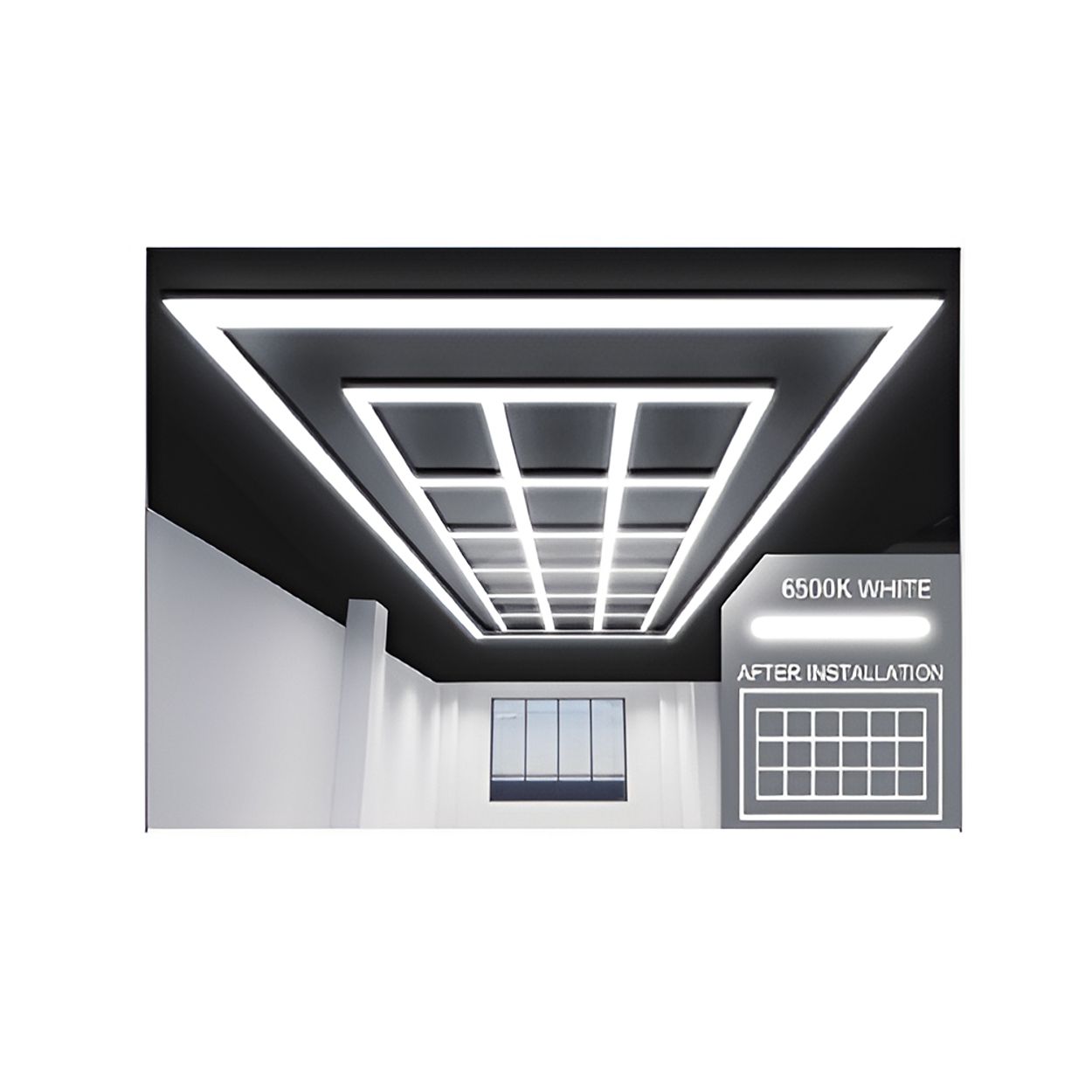 576W Designer Ceiling Lights with Frame, 18 Square Boxes and border