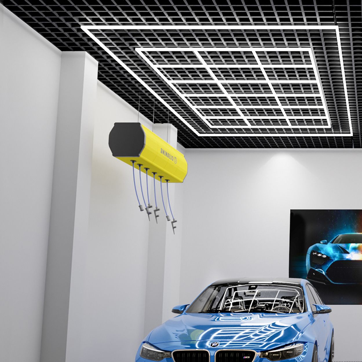 576W Designer Ceiling Lights with Frame, 18 Square Boxes and border