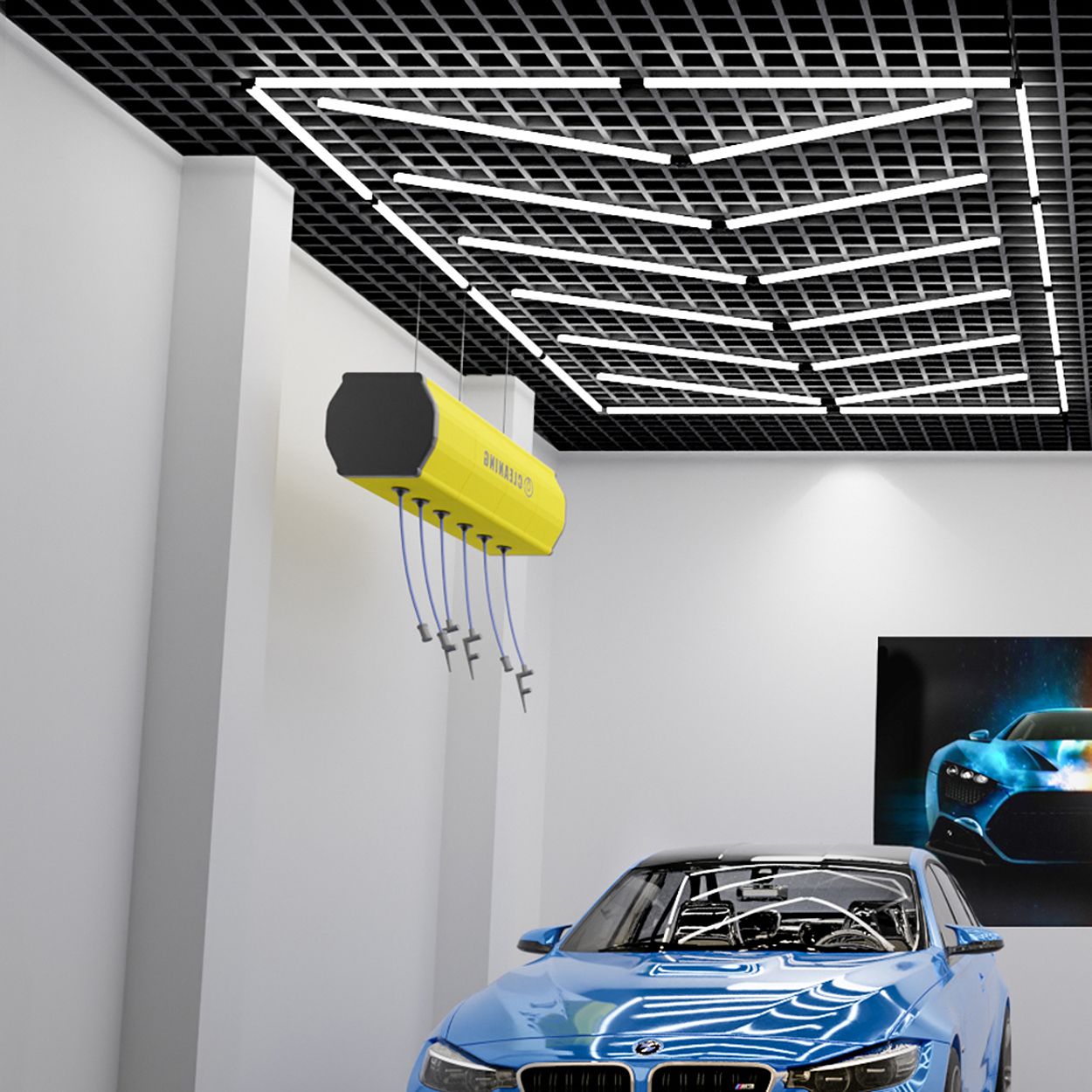 432W Designer Ceiling Lights with Frame, 6 Arrow and Border