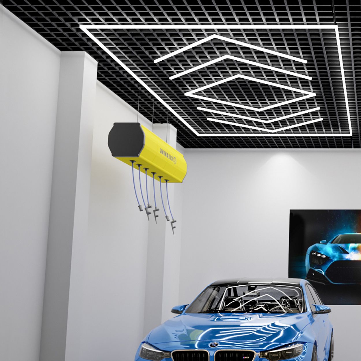 432W Designer Ceiling Lights with Frame, 4 Arrow, 1 Square, and Border Frame