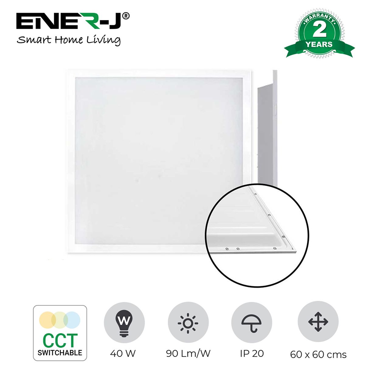 40W LED Backlit Panel Ceiling Lights, Pack of 2, CCT Switchable, Ideal for Indoor Lighting