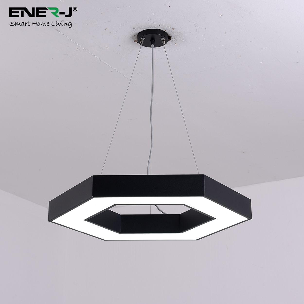 Hollow Hexagon Pendant Lights D600x100x60mm 25W 6500K Black Color