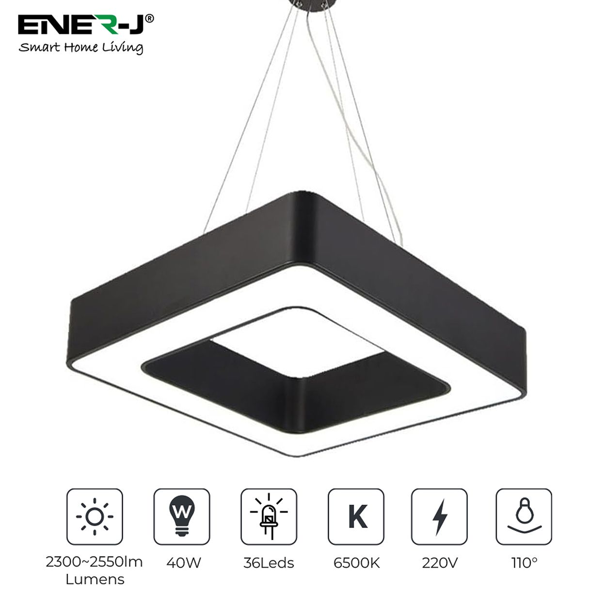 60W Hollow Square Pendant Light, Modern Minimalist Design