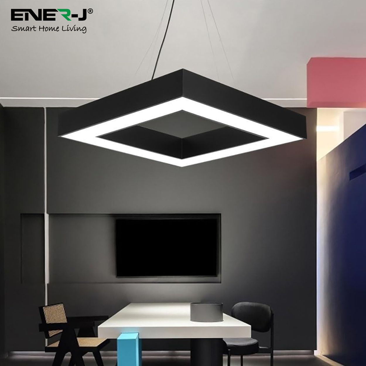 60W Hollow Square Pendant Light, Modern Minimalist Design