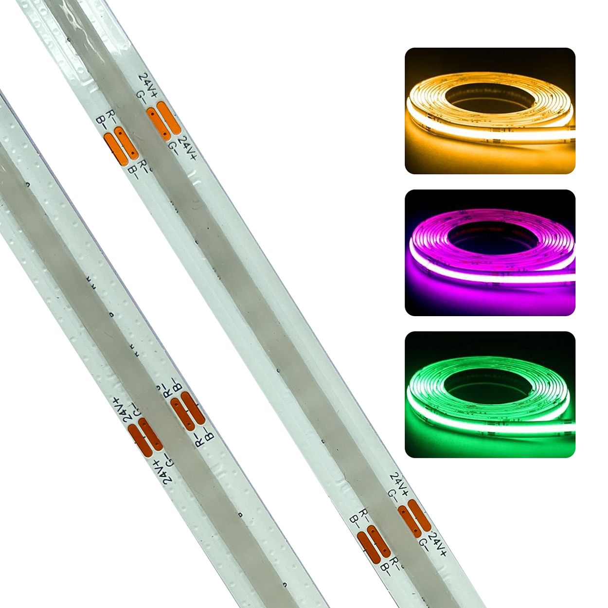 5 meters 24V COB LED Strip Light, RGB, IP20