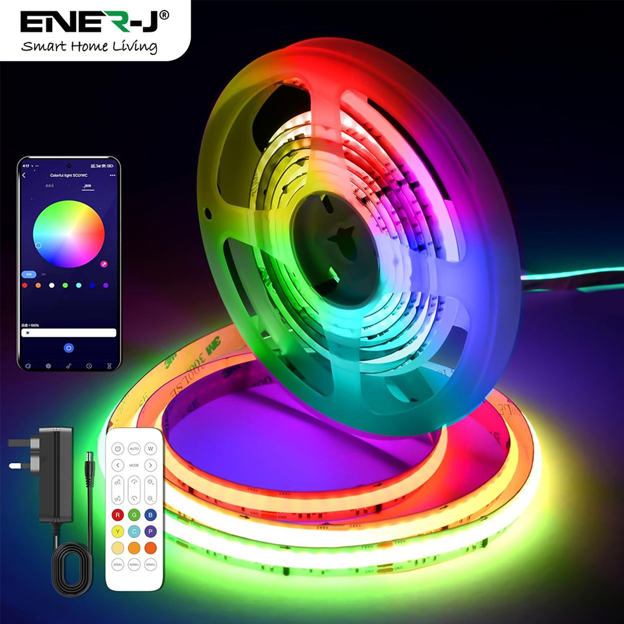 Smart Plug & Play Digital RGB COB LED Strip Light Kit, 5 Metres