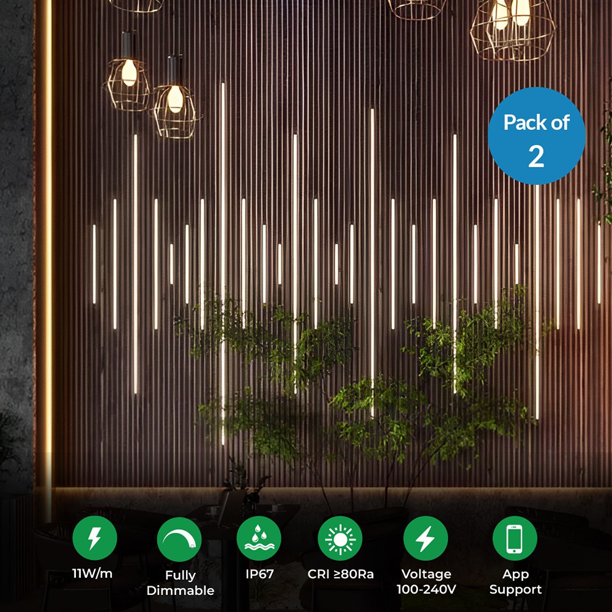 ENER-J Smart LED Strip Kit (2pc) for Soundproof Acoustic Panels, Dimmable & App/Voice Controlled