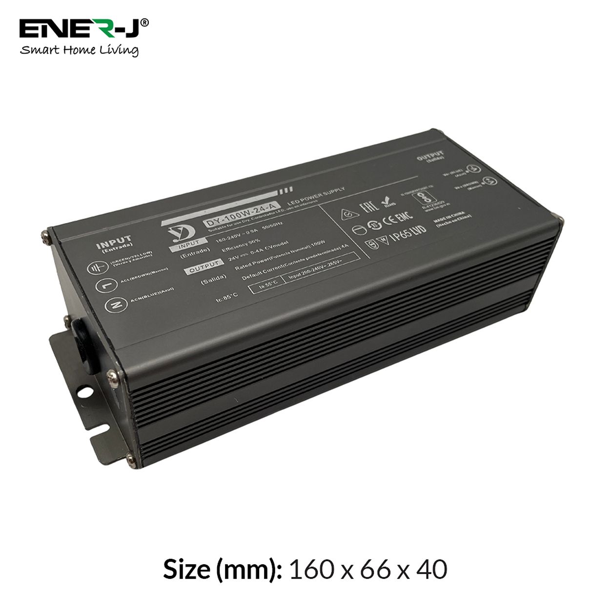 ENER-J Waterproof 100W 24V Power Supply – Constant Voltage LED Driver (IP65/IP67 Rated)