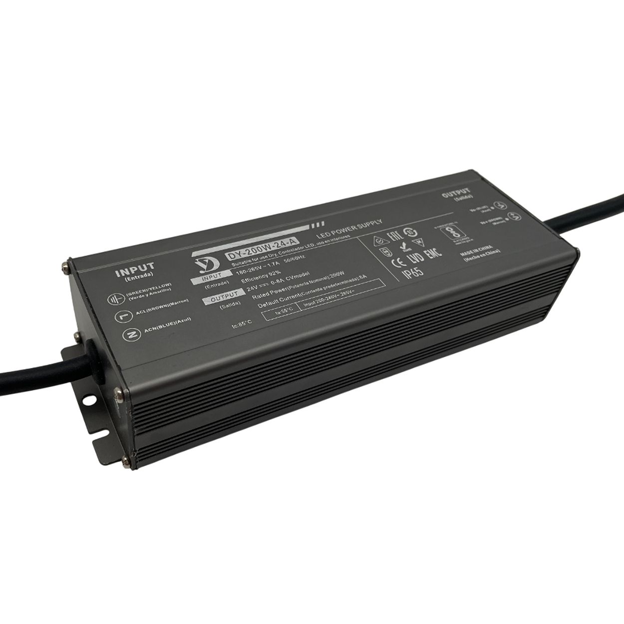 ENER-J Waterproof 200W 24V Power Supply – Constant Voltage LED Driver (IP65/IP67 Rated)