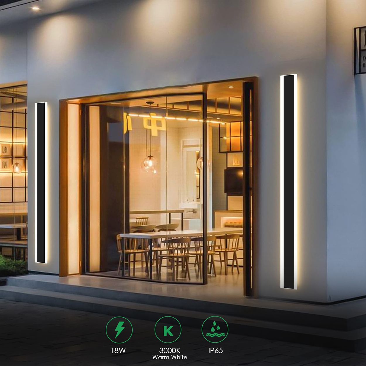 Outdoor Matte LED Modern Wall Light, 12W, IP65, Warm White, 100x8x4.5cm